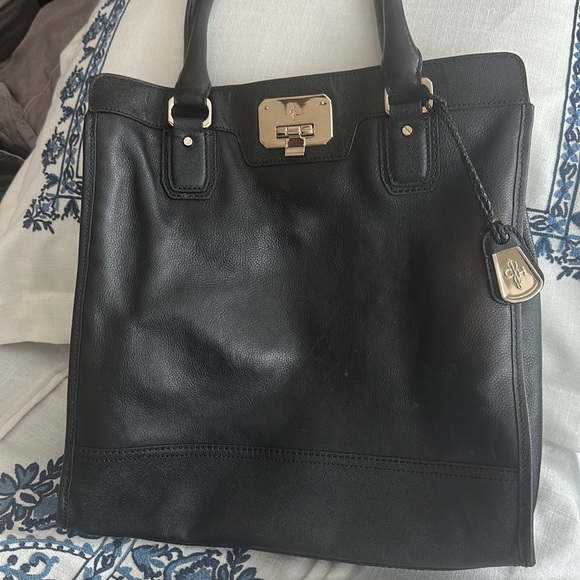 Cole Haan black leather 14 by 14” leather bag gorgeous - Picture 5 of 15